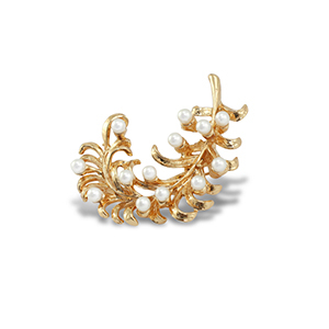 Broschen Feather with Pearls Gold-white