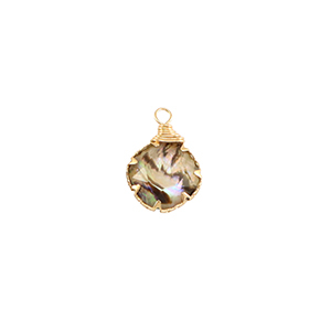 Anh&auml;nger aus Resin with Imitation Shell Round Gold-taupe
