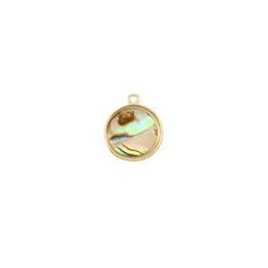 Anh&auml;nger aus Resin with Imitation Shell Round Gold-taupe