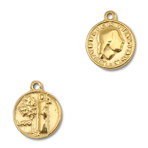 Anh&auml;nger aus Stainless Steel - Rostfreiem Coin Gold