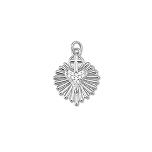 TQ Metall Brass Anh&auml;nger Heart with Cross Silver