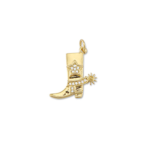 TQ Metall Brass Anh&auml;nger Cowboy Boot with Spur Gold