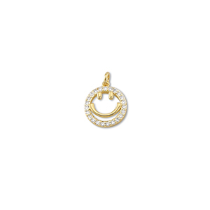TQ Metall Brass Anh&auml;nger Smiley Gold