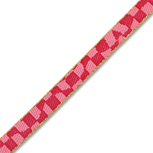 Schmucktextband Chequered Pink-red-gold