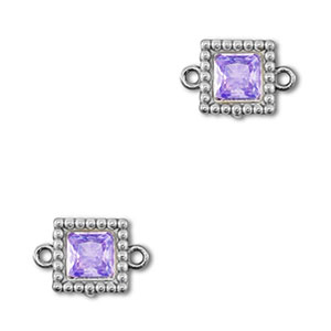 Zwischenst&uuml;cke aus Stainless Steel - Rostfreiem Stahl Zirkonia Square Silver-purple