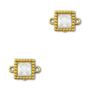 Zwischenst&uuml;cke aus Stainless Steel - Rostfreiem Stahl Zirkonia Square Gold-transparent