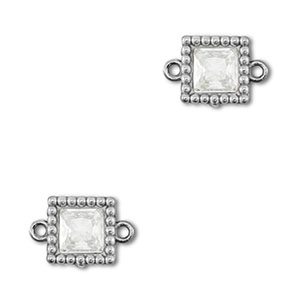 Zwischenst&uuml;cke aus Stainless Steel - Rostfreiem Stahl Zirkonia Square Silver-transparent