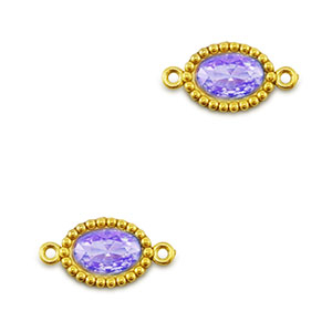 Zwischenst&uuml;cke aus Stainless Steel - Rostfreiem Stahl Zirkonia Oval Gold-purple
