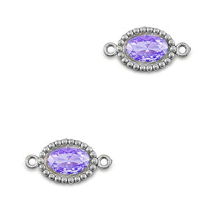 Zwischenst&uuml;cke aus Stainless Steel - Rostfreiem Stahl Zirkonia Oval Silver-purple