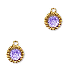 Anh&auml;nger aus Stainless Steel - Rostfreiem Stahl Zirkonia Round Gold-purple
