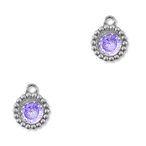 Anh&auml;nger aus Stainless Steel - Rostfreiem Stahl Zirkonia Round Silver-purple