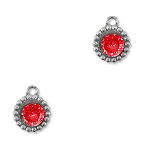 Anh&auml;nger aus Stainless Steel - Rostfreiem Stahl Zirkonia Round Silver-red