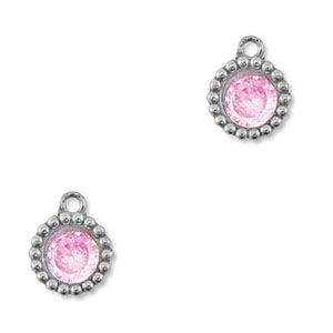 Anh&auml;nger aus Stainless Steel - Rostfreiem Stahl Zirkonia Round Silver-light pink
