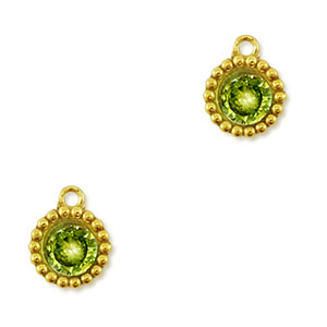 Anh&auml;nger aus Stainless Steel - Rostfreiem Stahl Zirkonia Round Gold-lime green