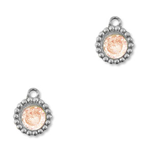 Anh&auml;nger aus Stainless Steel - Rostfreiem Stahl Zirkonia Round Silver-light orange