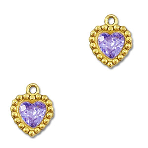 Anh&auml;nger aus Stainless Steel - Rostfreiem Stahl Zirkonia Heart Gold-purple