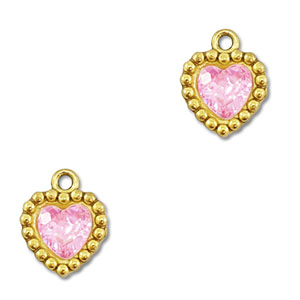 Anh&auml;nger aus Stainless Steel - Rostfreiem Stahl Zirkonia Heart Gold-light pink