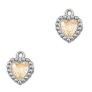 Anh&auml;nger aus Stainless Steel - Rostfreiem Stahl Zirkonia Heart Silver-light orange