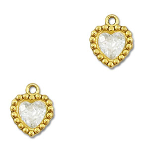 Anh&auml;nger aus Stainless Steel - Rostfreiem Stahl Zirkonia Heart Gold-transparent