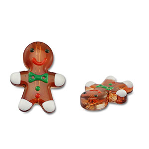 Handbemalt Glasperlen Gingerbread Man Brown-white-green