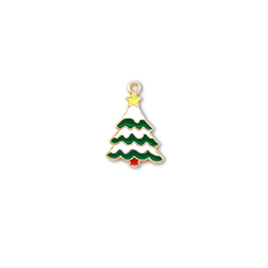 Anh&auml;nger Metall Christmas Tree Gold--wei&szlig;-gr&uuml;n-gelb