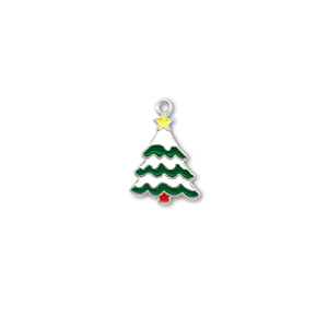 Anh&auml;nger Metall Christmas Tree Silber-wei&szlig;-gr&uuml;n-gelb