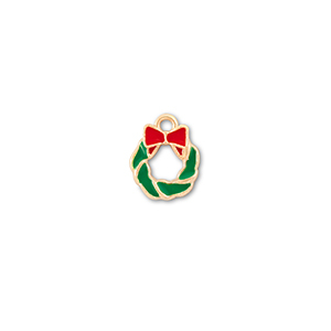 Anh&auml;nger Metall Christmas Wreath Gold-gr&uuml;n-rot