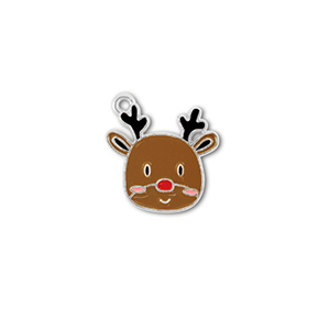 Anh&auml;nger Metall Reindeer Silber-braun-rot-schwarz