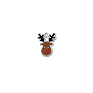 Anh&auml;nger Metall Reindeer Silber-braun-rot-schwarz