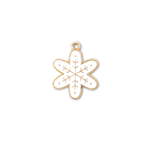 Anh&auml;nger Metall Snowflake Gold-wei&szlig;