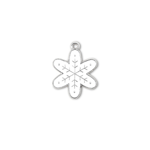Anh&auml;nger Metall Snowflake Silber-wei&szlig;