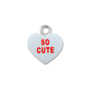Anh&auml;nger aus Resin Heart "SO CUTE" Light blue-red