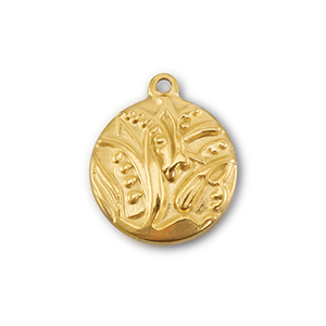 Anh&auml;nger aus Stainless Steel - Rostfreiem Stahl Round with Plant Gold
