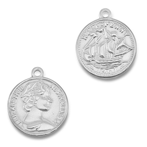 Anh&auml;nger aus Stainless Steel - Rostfreiem Stahl Coin with Ship/Face Silver