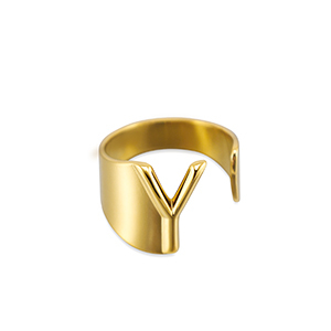 Stainless Steel - Rostfrei Stahl Ringe Letter Y Gold