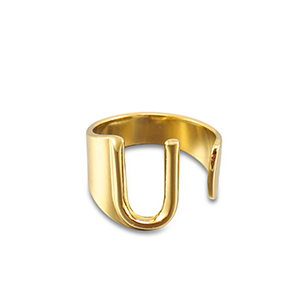 Stainless Steel - Rostfrei Stahl Ringe Letter U Gold