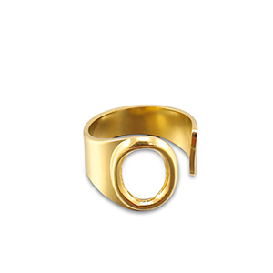 Stainless Steel - Rostfrei Stahl Ringe Letter O Gold