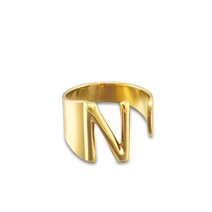 Stainless Steel - Rostfrei Stahl Ringe Letter N Gold