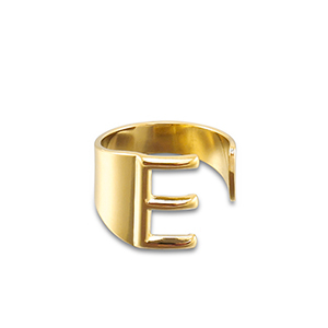 Stainless Steel - Rostfrei Stahl Ringe Letter E Gold
