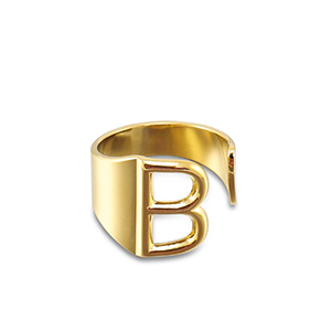 Stainless Steel - Rostfrei Stahl Ringe Letter B Gold