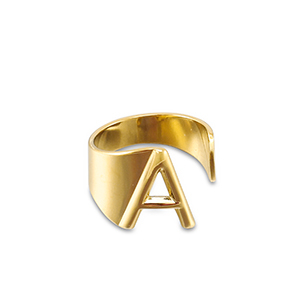 Stainless Steel - Rostfrei Stahl Ringe Letter A Gold