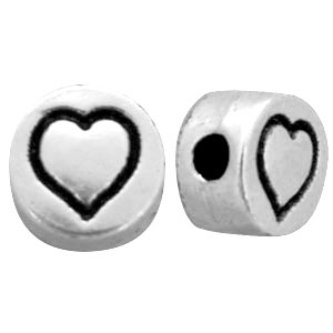 Metall DQ Buchstabe Herz Antik silber (Nickelfrei)