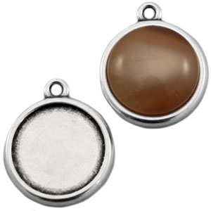 Fassungen Metall DQ 12mm Cabochon Antik silber (Nickelfrei)