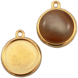 Metall DQ Fassungen 20mm Cabochon Gold (Nickelfrei)