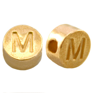Metall DQ Perlen Buchstabe M Gold  (Nickelfrei)
