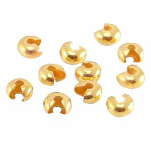 Metall DQ Quetsch-Kaschierperlen f&uuml;r Quetschperlen 4mm Gold (Nickelfrei)