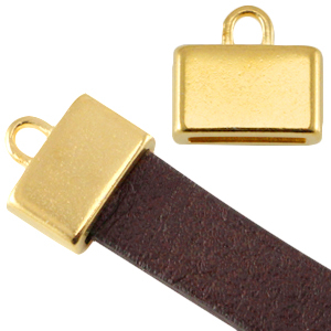 Metall DQ Endkappen viereckig (f&uuml;r 5/10mm flach Leder) Gold (Nickelfrei)
