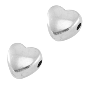Metall DQ Herz Perle Antik silber (Nickelfrei)