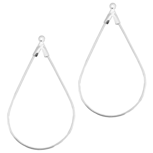 Zubeh&ouml;r Metall DQ Creolen H&auml;nger oval Silber (Nickelfrei)
