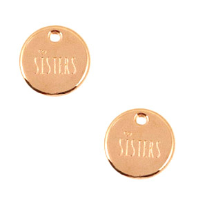 Anh&auml;nger Metall DQ 12mm "sisters" Rosegold (Nickelfrei)